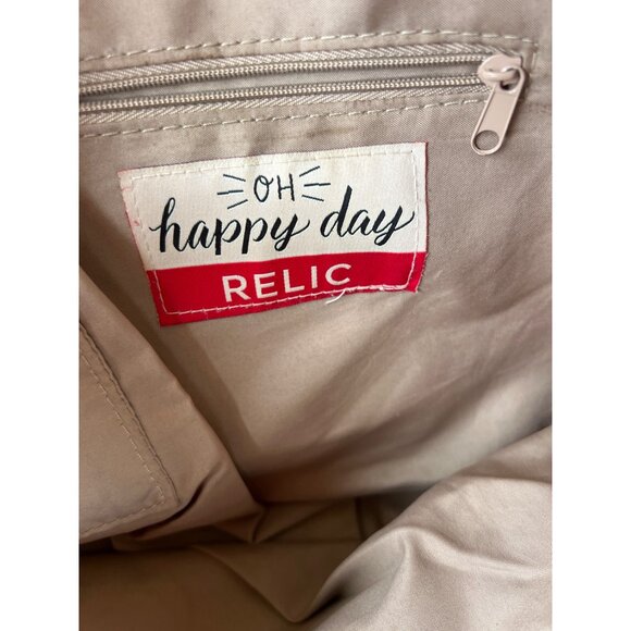 Relic Floral Tote Bag With Brown Handles Zipper Closure Multicolor Print Faux L - Picture 5 of 5